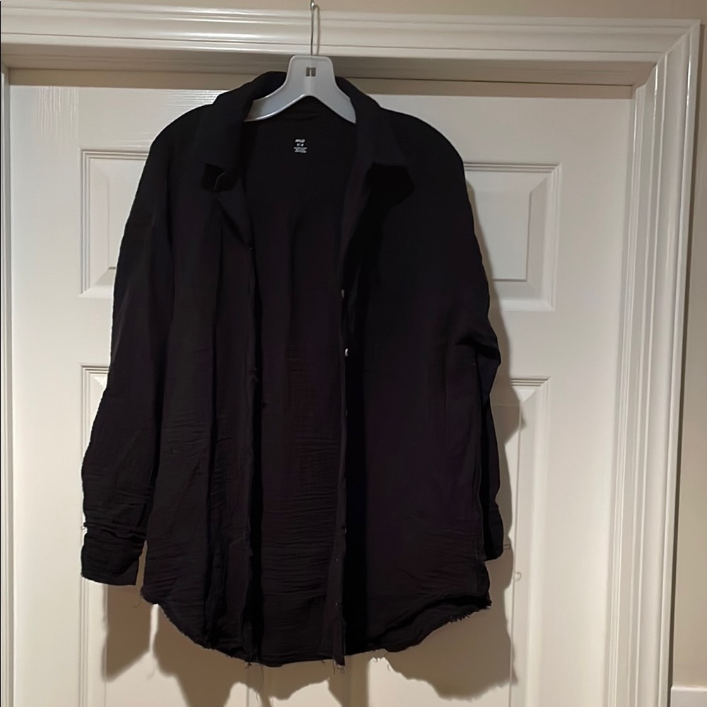 aerie Black Button-Down Shirt